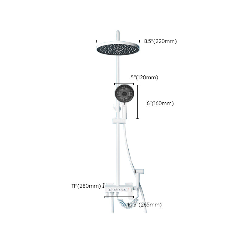 Wall Mounted Shower Arm Shower Faucet in White Metal Shower System Adjustable Water Flow