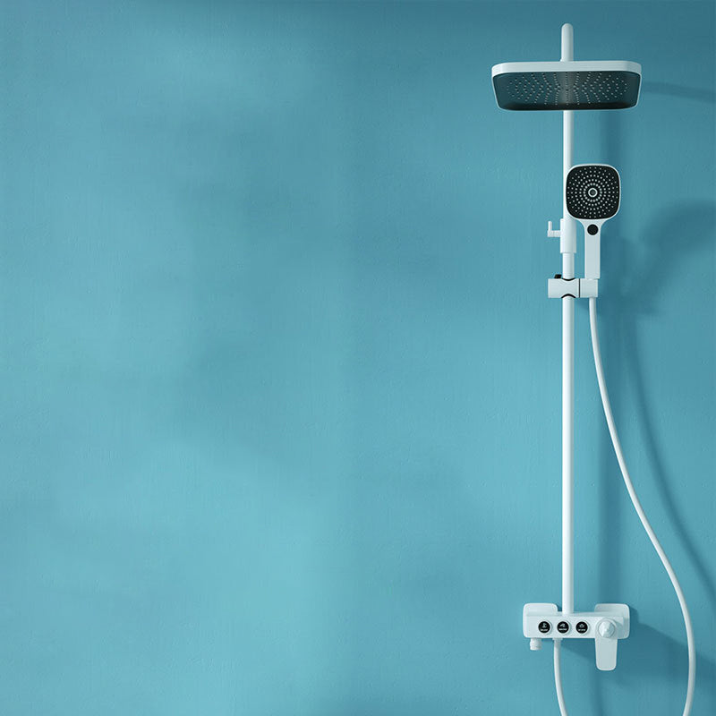 White Round Metal Shower Faucet Valve Included Shower Head Shower on Wall