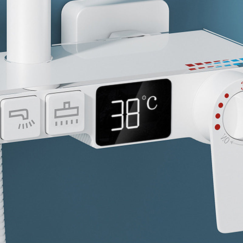 White Round Metal Shower Faucet Valve Included Shower Head Shower on Wall