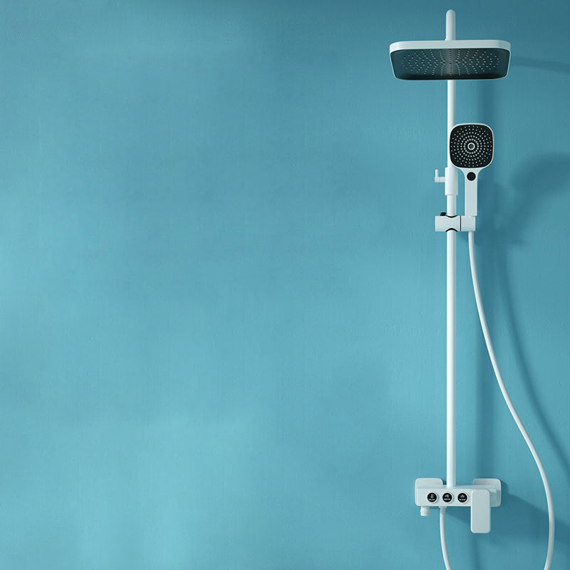 White Round Metal Shower Faucet Valve Included Shower Head Shower on Wall