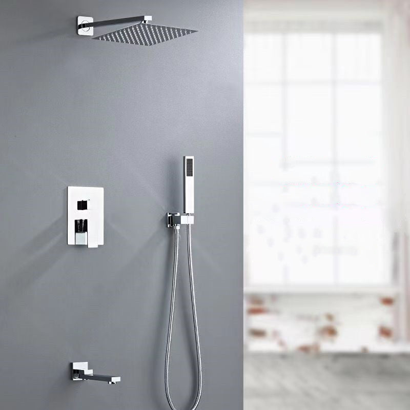 Square Adjustable Water Flow Faucet Shower Arm Shower System with Handheld Shower Head