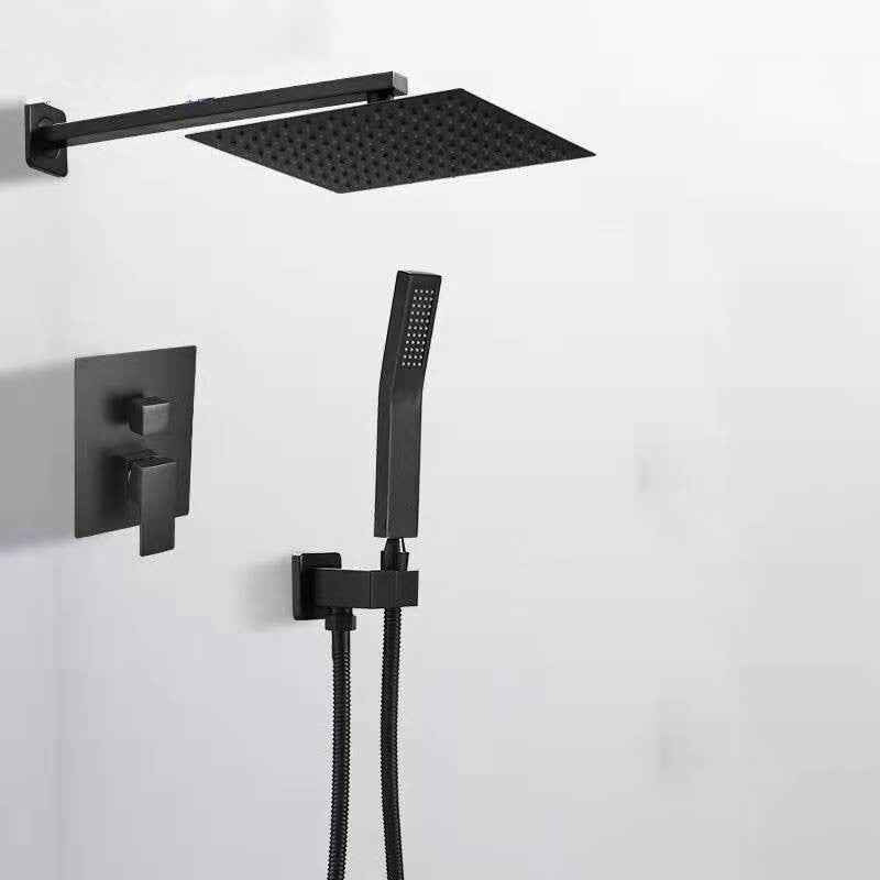 Square Adjustable Water Flow Faucet Shower Arm Shower System with Handheld Shower Head