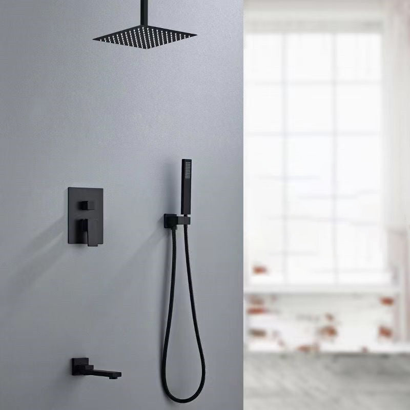 Square Adjustable Water Flow Faucet Shower Arm Shower System with Handheld Shower Head