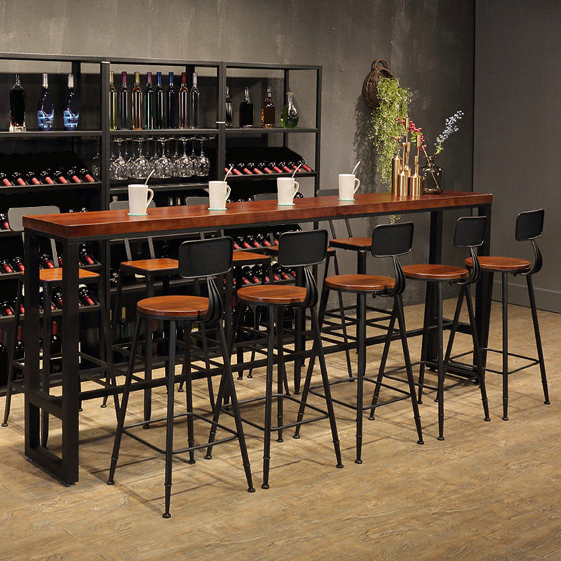 Industrial Bar Table Rectangle Solid Wood Pub Table for Breakroom