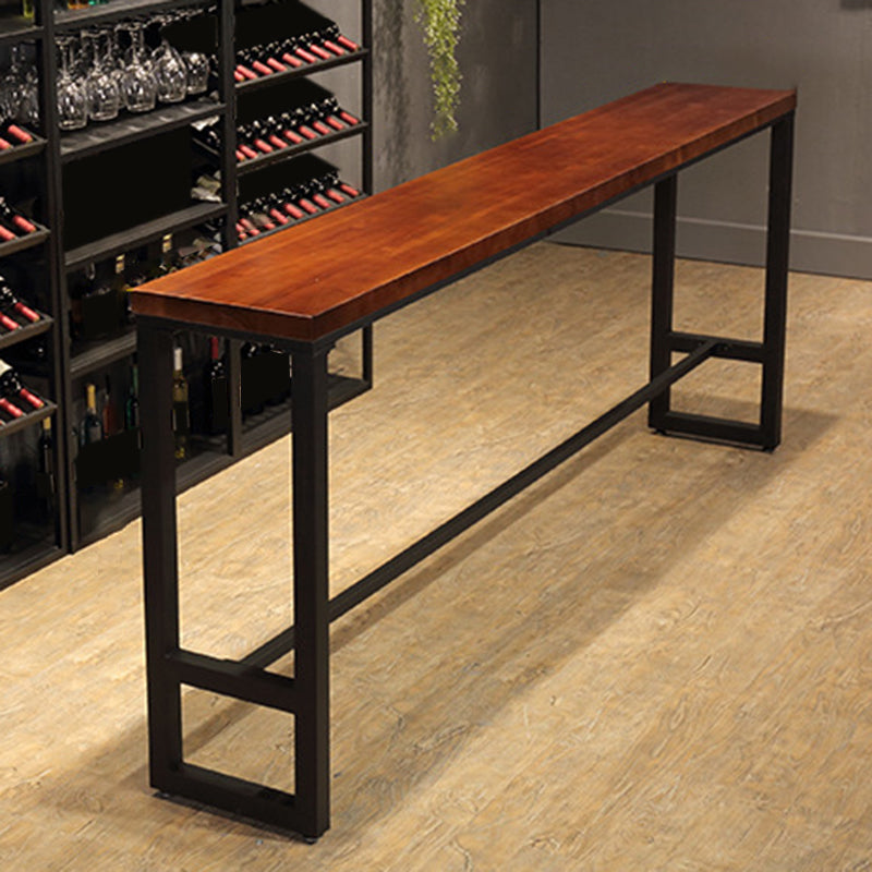 Industrial Bar Table Rectangle Solid Wood Pub Table for Breakroom