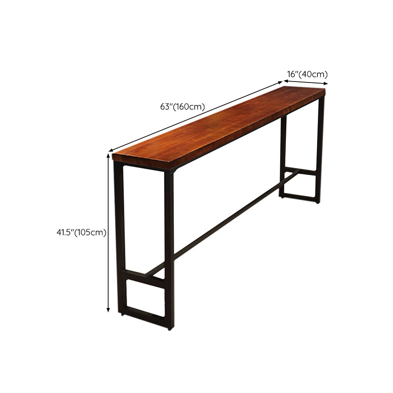 Industrial Bar Table Rectangle Solid Wood Pub Table for Breakroom
