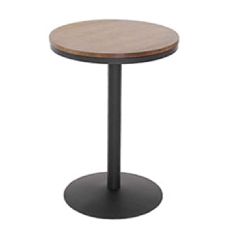 Wooden Fixed Bar Table Black Iron Solid Wood Pub Table for Patio