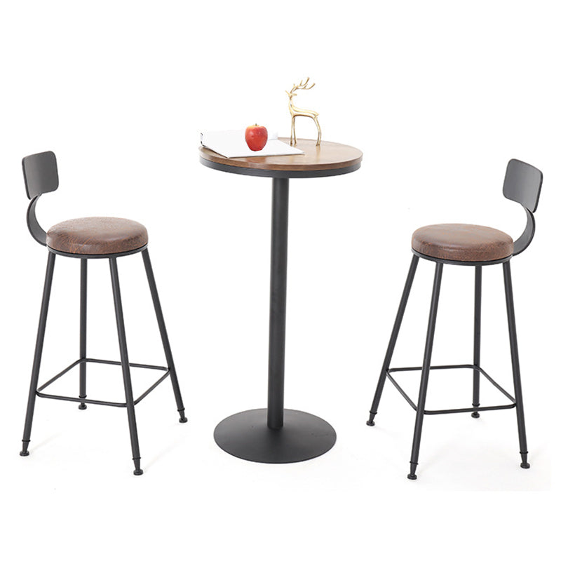 Wooden Fixed Bar Table Black Iron Solid Wood Pub Table for Patio