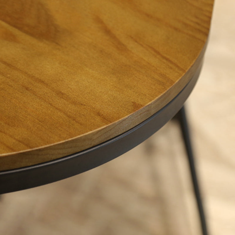 Wooden Fixed Bar Table Black Iron Solid Wood Pub Table for Patio