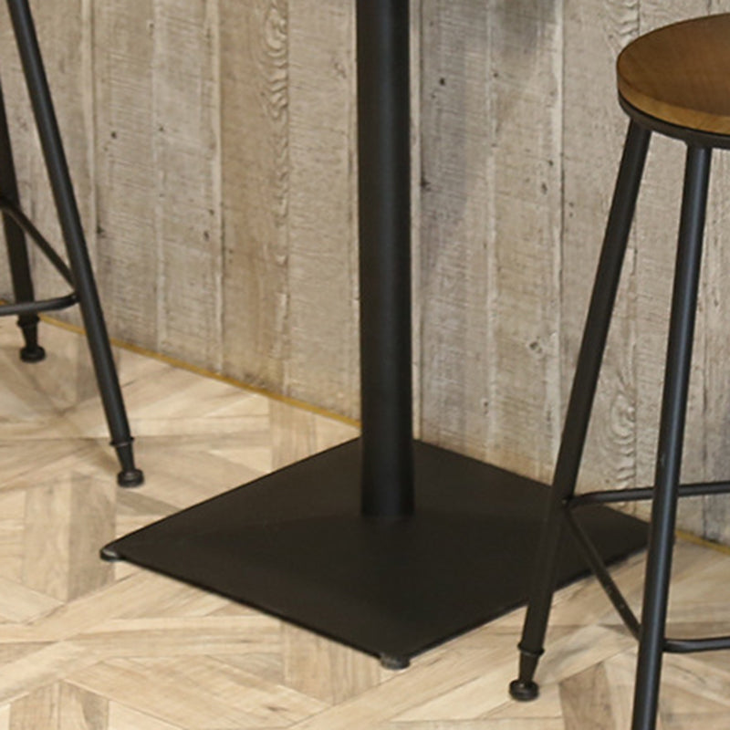 Wooden Fixed Bar Table Black Iron Solid Wood Pub Table for Patio