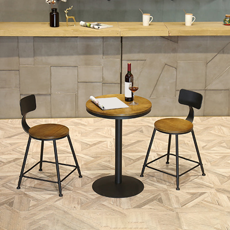 Wooden Fixed Bar Table Black Iron Solid Wood Pub Table for Patio