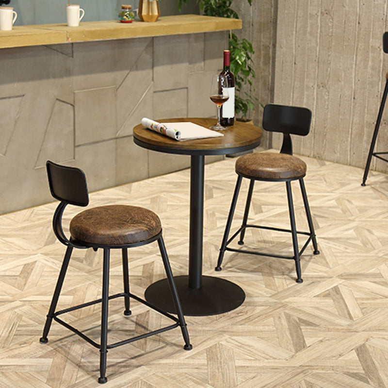 Wooden Fixed Bar Table Black Iron Solid Wood Pub Table for Patio