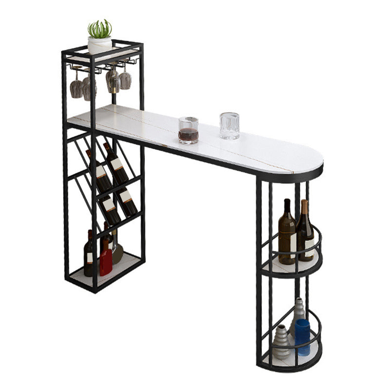 Glam Pub Table Specialty Bar Height Bar Table with Wine Rack