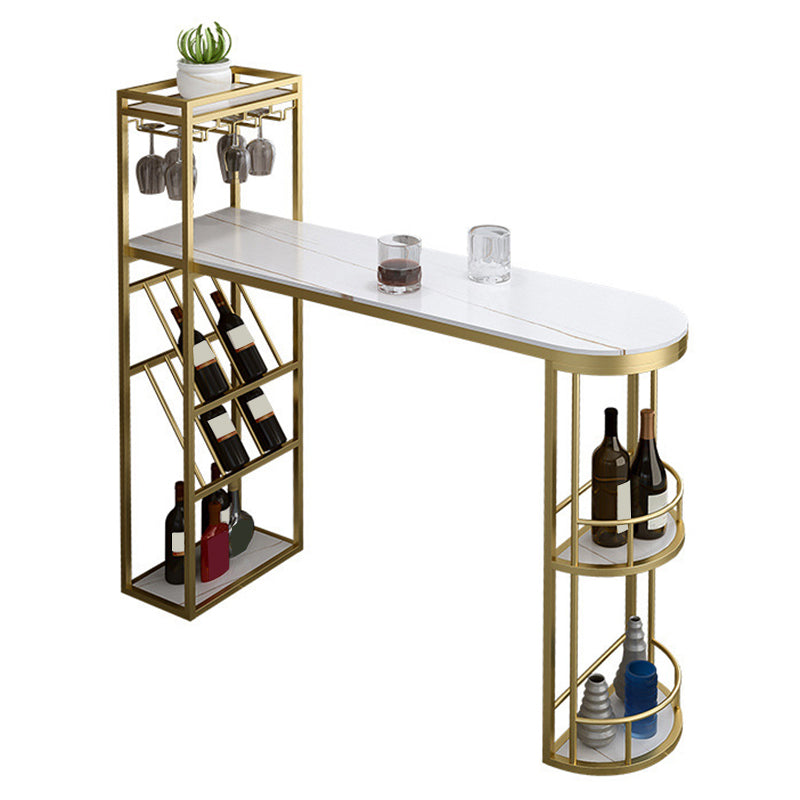 Glam Pub Table Specialty Bar Height Bar Table with Wine Rack