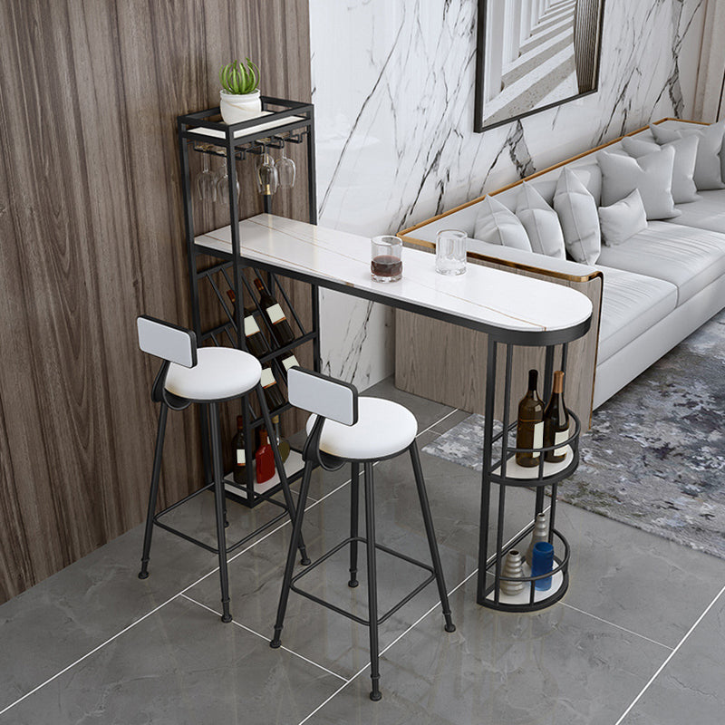Glam Pub Table Specialty Bar Height Bar Table with Wine Rack