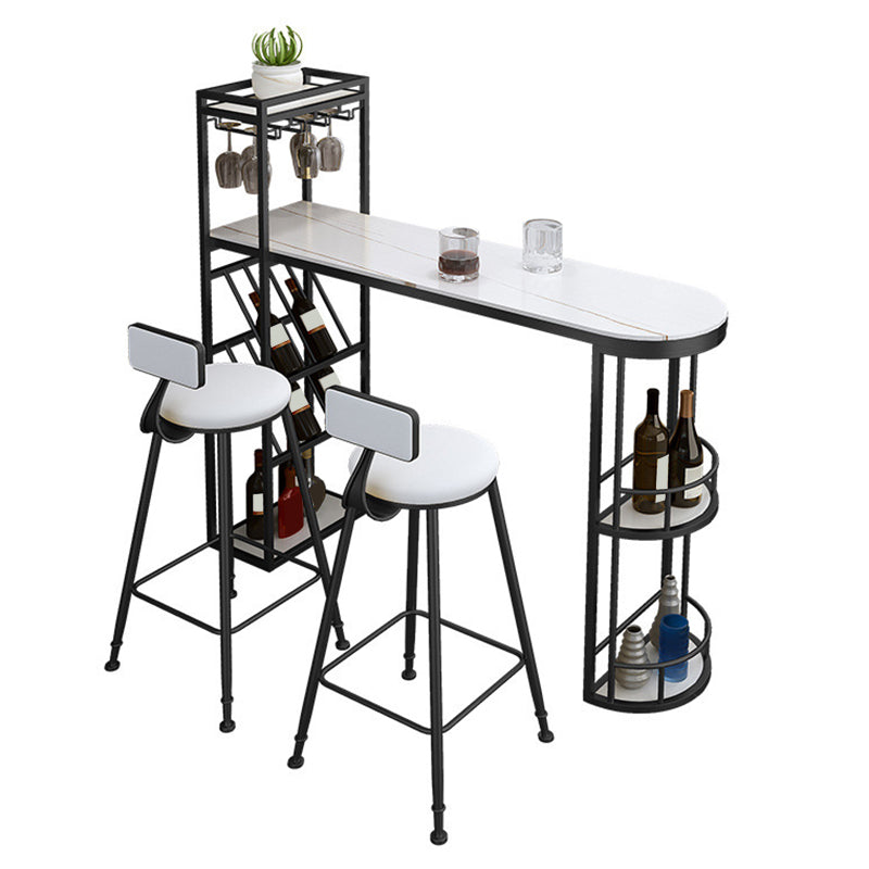 Glam Pub Table Specialty Bar Height Bar Table with Wine Rack