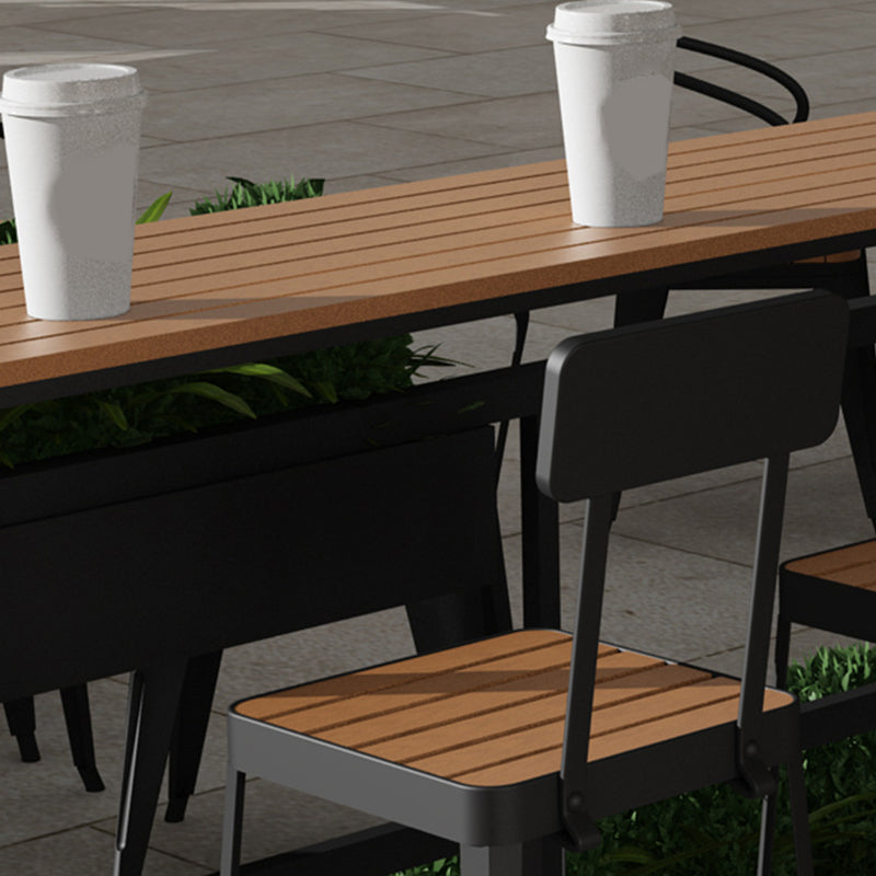 Industrial 41.3"H Bar Table Rectangular Wooden Top Table for Patio