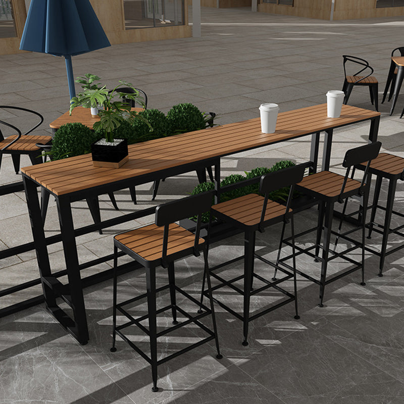 Industrial 41.3"H Bar Table Rectangular Wooden Top Table for Patio