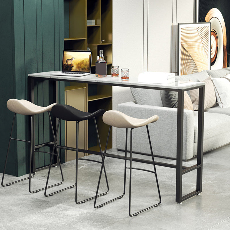 Industrial Bar Table Bar Height Rectangle Stone Top Pub Table for Indoor