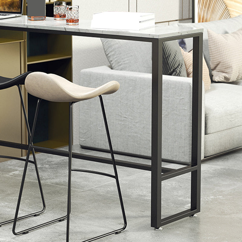 Industrial Bar Table Bar Height Rectangle Stone Top Pub Table for Indoor