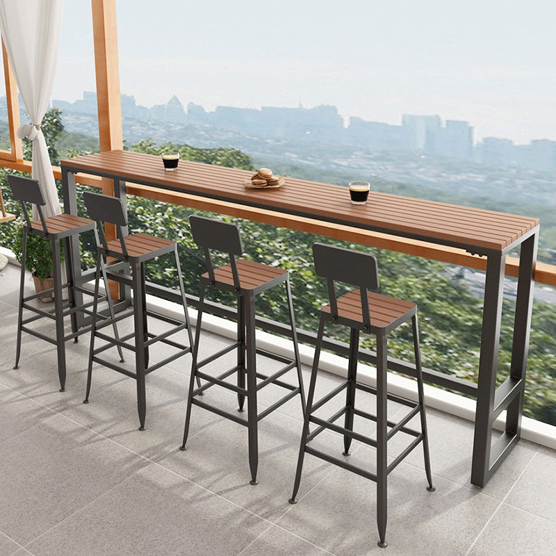 Modern 41.3"H Bar Table Rectangular Wooden Top Table for Bar