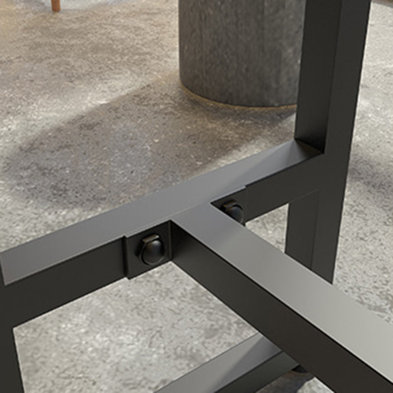 Industrial Metal Base Bar Table Black Iron Solid Wood Pub Table for Patio