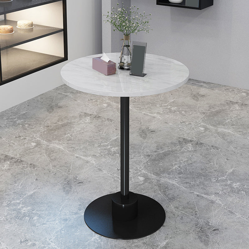 Glam Metal Base Bar Table White Stone Top Fixed Pub Table for Patio