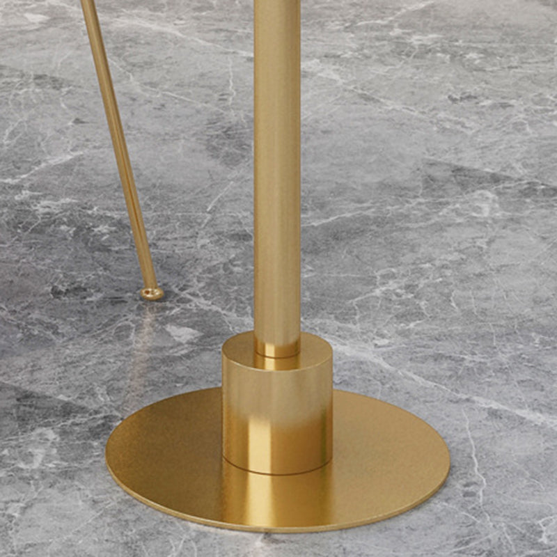 Glam Metal Base Bar Table White Stone Top Fixed Pub Table for Patio