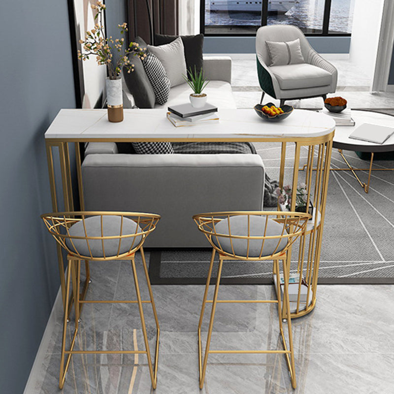 Modern Sintered Stone Bar Table Dining Table with Storage Shelves for Kitchen Living Room