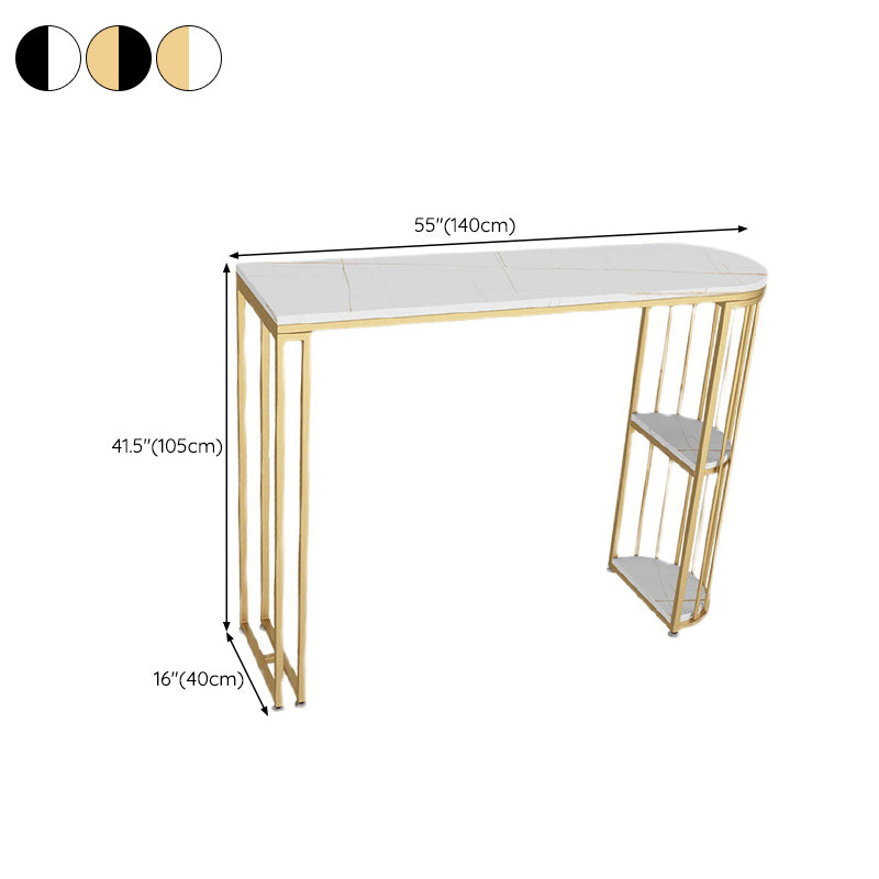Modern Sintered Stone Bar Table Dining Table with Storage Shelves for Kitchen Living Room