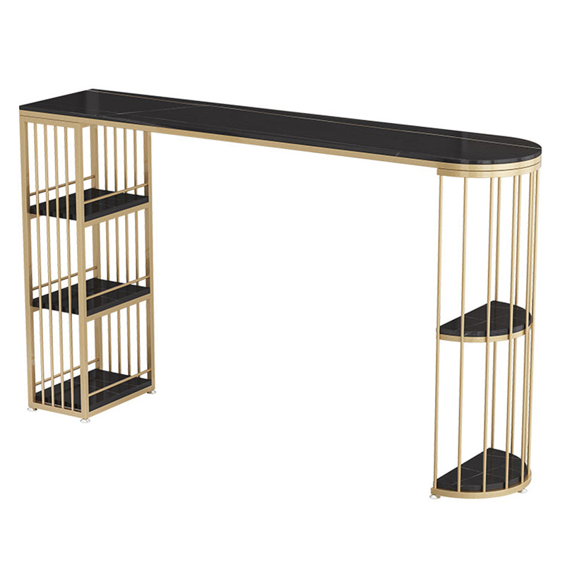 Modern Sintered Stone Bar Table Dining Table with Metal Base for Kitchen Living Room