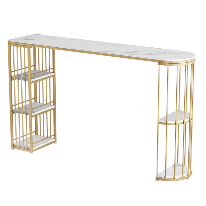 Modern Sintered Stone Bar Table Dining Table with Metal Base for Kitchen Living Room