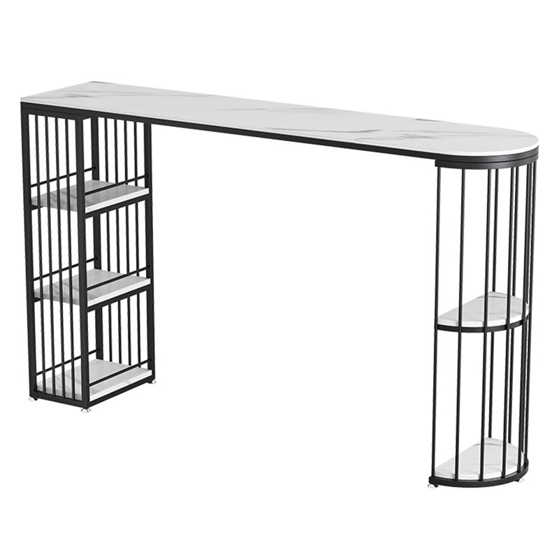 Modern Sintered Stone Bar Table Dining Table with Metal Base for Kitchen Living Room