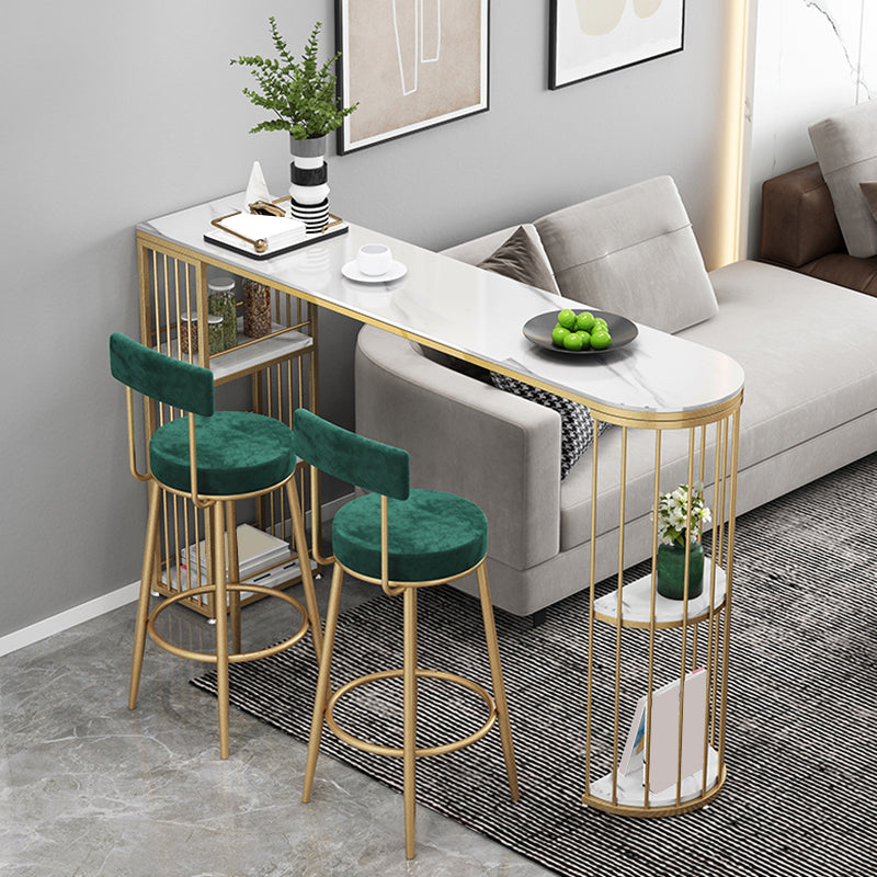 Modern Sintered Stone Bar Table Dining Table with Metal Base for Kitchen Living Room