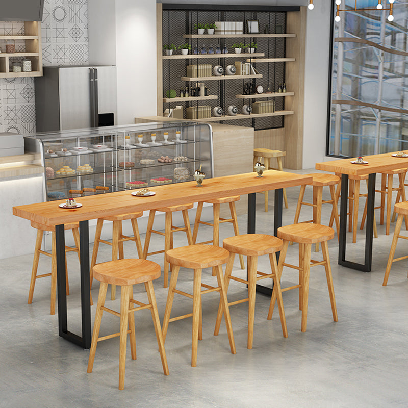 Modern Solid Wood Bar Table Sled Base Dining Table for Kitchen Living Room Coffee Room