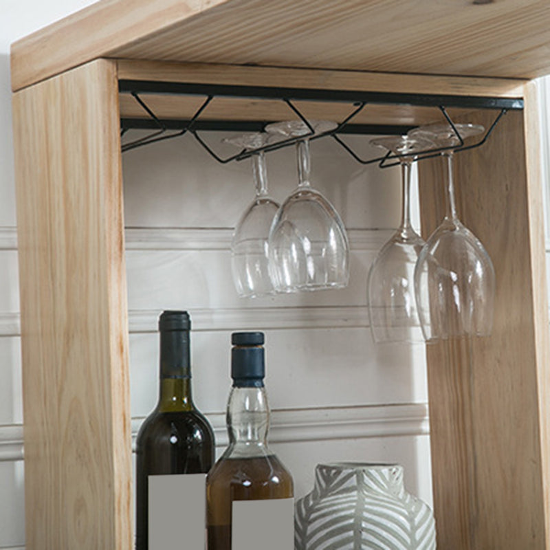 Modern Solid Wood Bar Table Dining Table with Storage Shelves