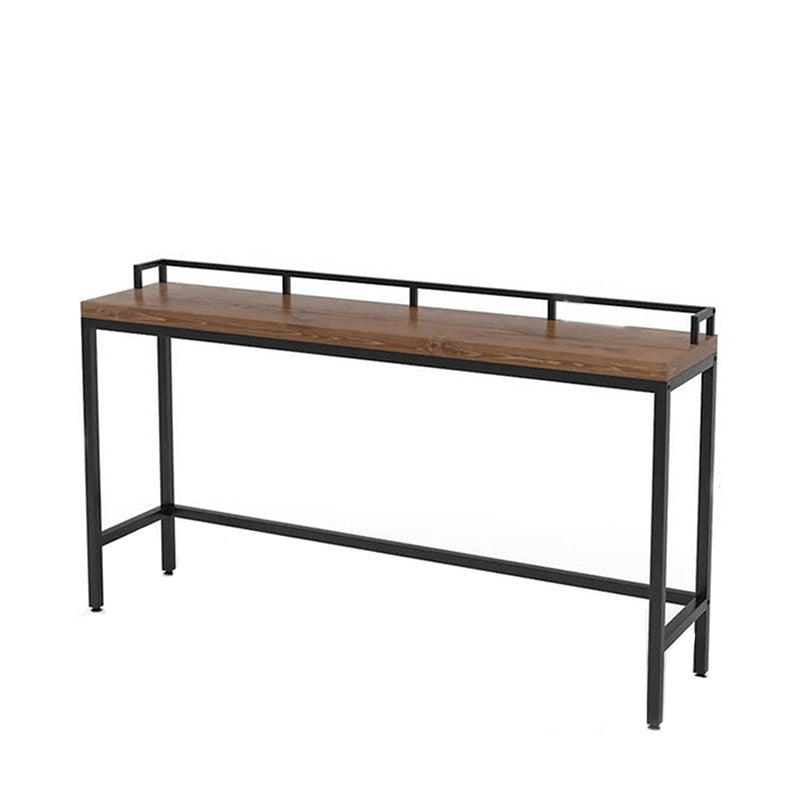Modern 41.3"H Bar Table Black Iron Solid Wood Dining Table for Outdoor
