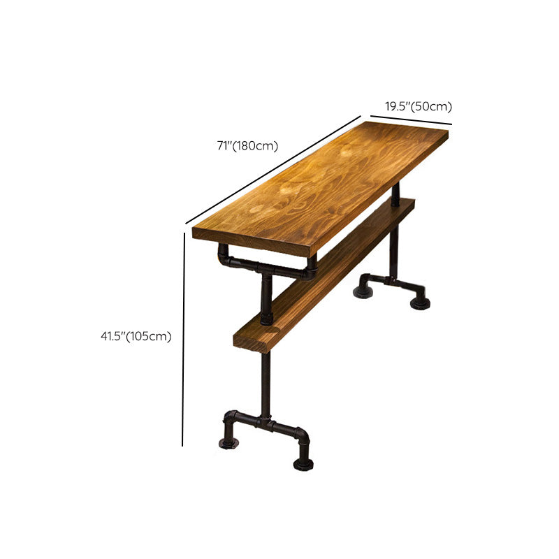 Modern Pub Height Bar Table Rectangle Top Bar Table with Black Base