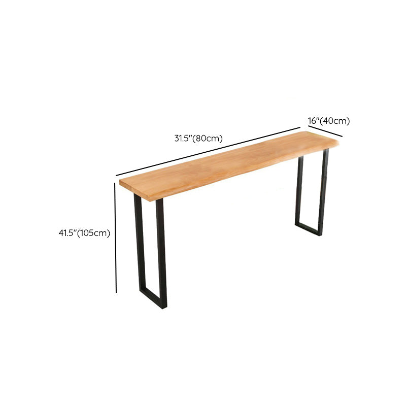 Industrial Metal Base Bar Table Black Iron Solid Wood Pub Table for Patio Use