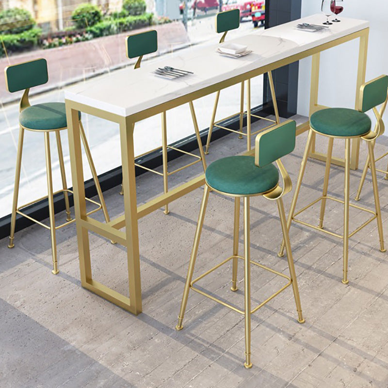 Modern Bar-height Table White Stone Top Fixed Pub Table for Patio