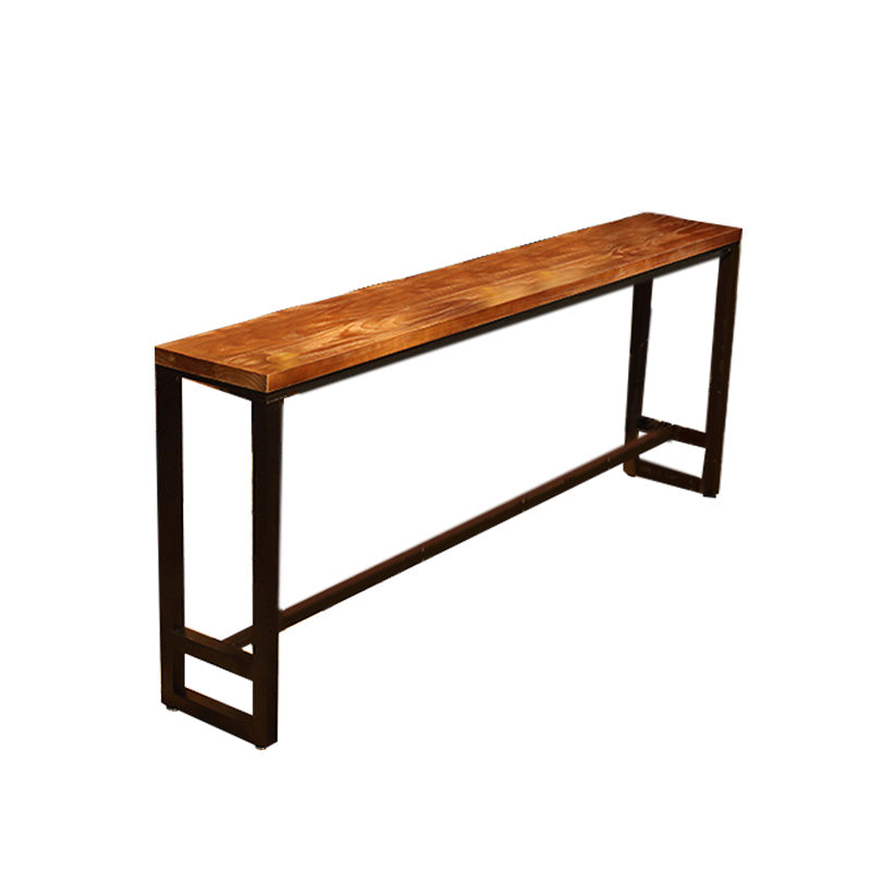 Wood 41.3" H Bar Table Rectangular Metal Base Table for Patio