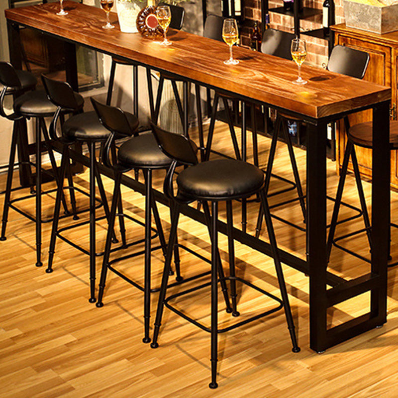 Wood 41.3" H Bar Table Rectangular Metal Base Table for Patio