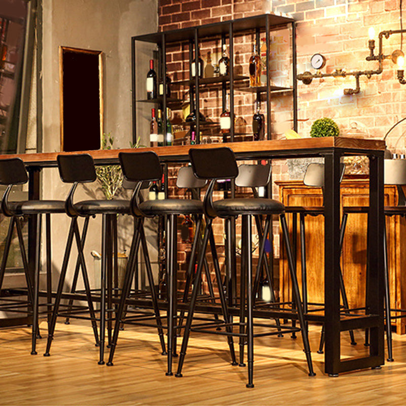 Wood 41.3" H Bar Table Rectangular Metal Base Table for Patio