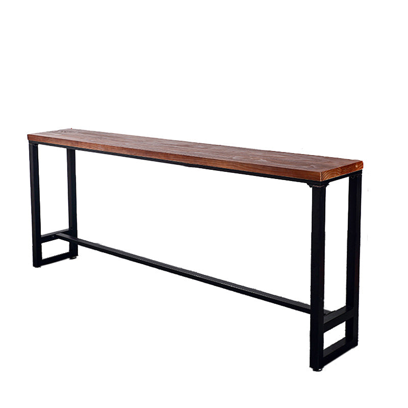 Wood 41.3" H Bar Table Rectangular Metal Base Table for Patio