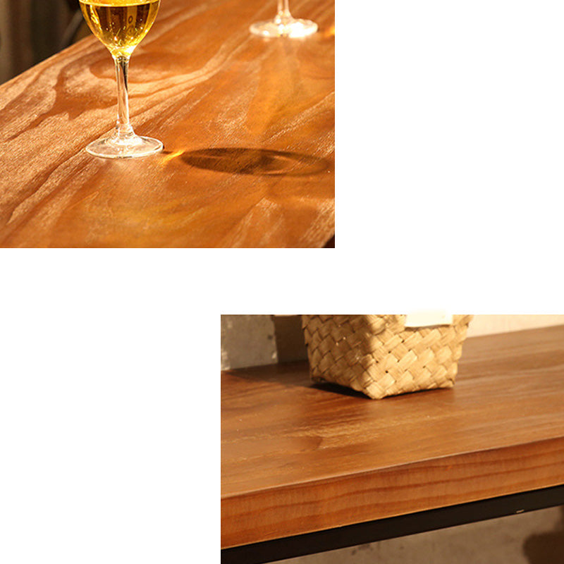 Wood 41.3" H Bar Table Rectangular Metal Base Table for Patio