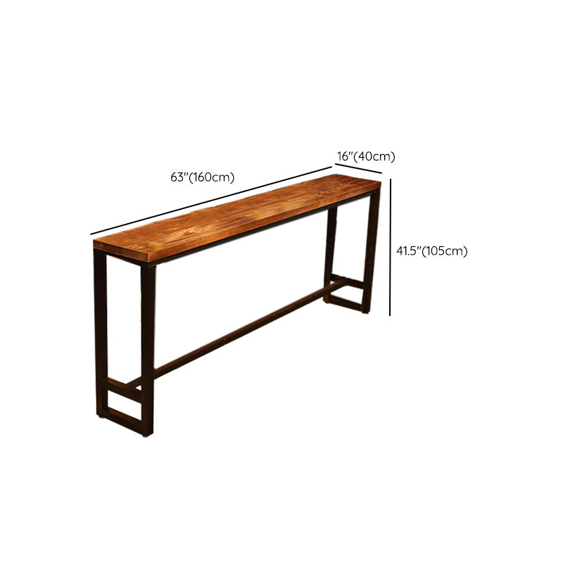 Wood 41.3" H Bar Table Rectangular Metal Base Table for Patio