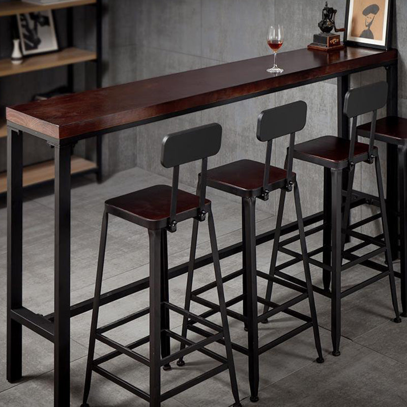 Modern 41.3"H Bar Table Black Iron Solid Wood Pub Table for Patio Use