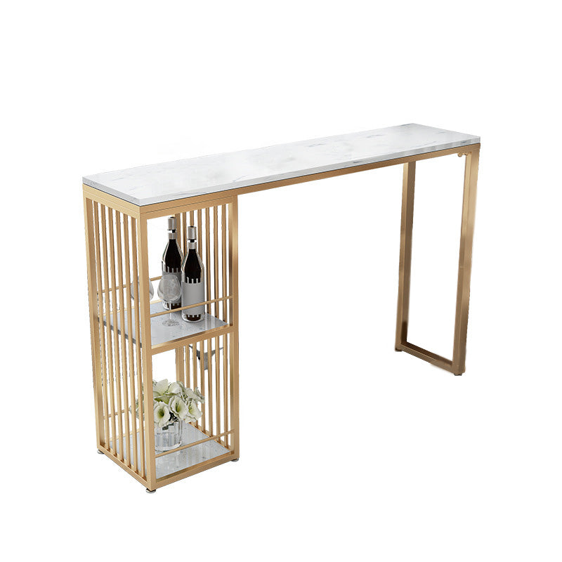 Glam Bar-height Table Stone and White Bar Table with 2 Shelve