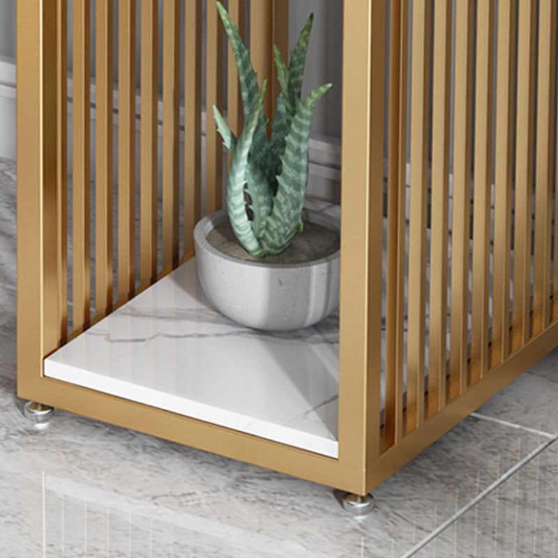 Glam Bar-height Table Stone and White Bar Table with 2 Shelve