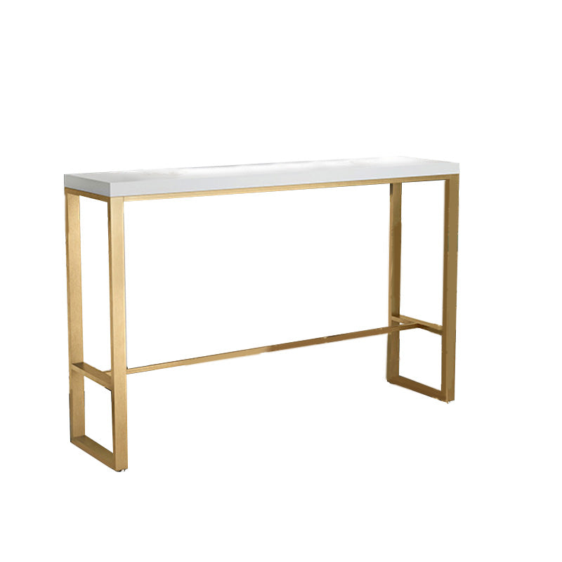 Glam Bar-height Table Solid Wood Top Pub Table with Gold Metal Base